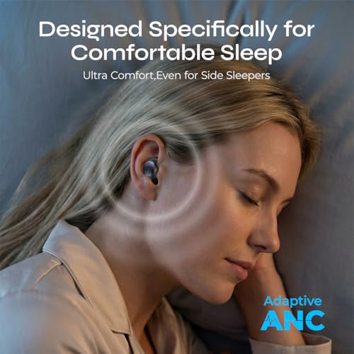 XO Simple is Beauty Sleep Earbuds, Mini ANC Earbuds with Sleep Mode,All-Day Comfortable Fit for Side Sleepers,BT 6.0 HiFi Stereo Sound,Touch Control, Noise Isolation Ear Buds for Sleeping/Working