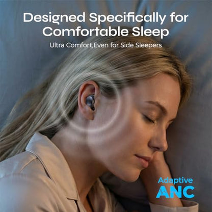 XO Simple is Beauty Sleep Earbuds, Mini ANC Earbuds with Sleep Mode,All-Day Comfortable Fit for Side Sleepers,BT 6.0 HiFi Stereo Sound,Touch Control, Noise Isolation Ear Buds for Sleeping/Working