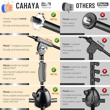 CAHAYA Tripod Mic Stand Boom Arm Floor One-Button Release Height Adjustable