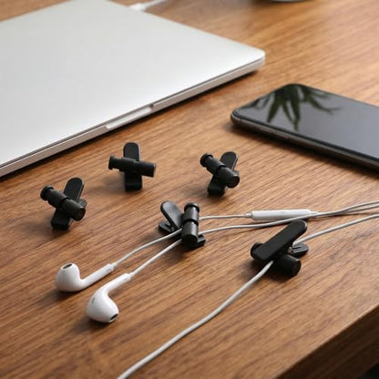 6 Pack Headphone Wire Clips, Rotatable Wire Clips Cable Cord Clamp Hooks Collar Clothing Clip Earphone Winder Earbud Cable Clip Clamp Hooks to Keep Microphone Cord for 2-4mmDiameter Round