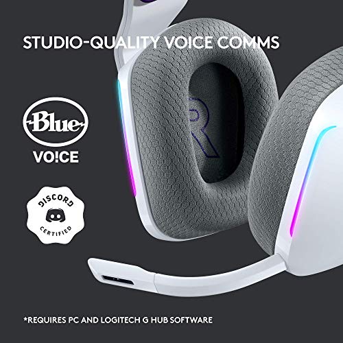 Logitech G733 Lightspeed Wireless Gaming Headset with Suspension Headband, LIGHTSYNC RGB, Blue VO!CE mic Technology and PRO-G Audio Drivers - White (Renewed) - color: White