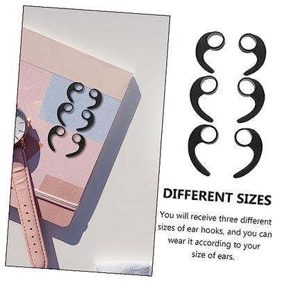 NUOBESTY 6Pcs Silicone Earphone Clip Hooks for Earbuds Slip Protective Earhooks Outdoor Sports Ear Wings in Black Large Medium Small Comfortable and Design