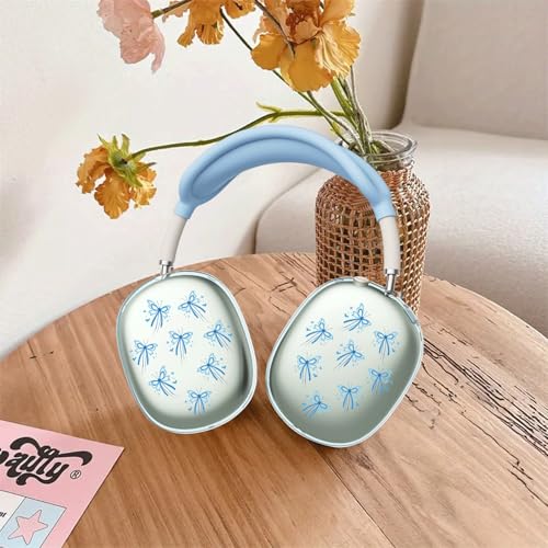 Cute Blue Cherry Floral Clear Case for Airpods Max Headphones Lovely Flower Soft TPU Ear Cups Cover Anti-Scratch Silicone Ear Pad Protective Case 53 Headband Cover for Apple Airpods Max - color: Blue cherry 12