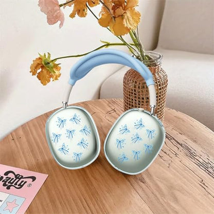 Cute Blue Cherry Floral Clear Case for Airpods Max Headphones Lovely Flower Soft TPU Ear Cups Cover Anti-Scratch Silicone Ear Pad Protective Case 53 Headband Cover for Apple Airpods Max - color: Blue cherry 12