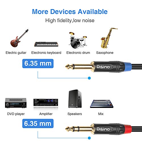 1/4 inch TRS Stereo Y-Splitter Insert Cable, 1/4 Inch Male Jack to Dual 1/4inch(6.35mm) Male TS Mono Breakout Cable Audio Patch Cord - 3.3 Feet/1 Meter