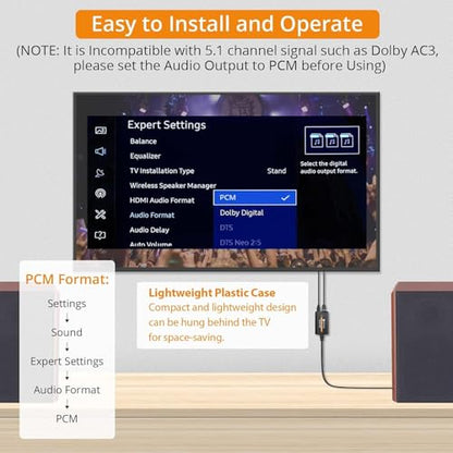Neoteck 192kHz DAC Converter 7ft/2.1m Optical to RCA Cable | SPDIF to RCA Digital to Analog Converter for HDTVs Set-Top Boxes DVD/Blu-Ray Players-Male Output