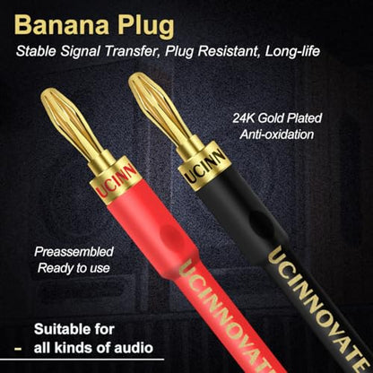 UCINNOVATE 2 Pack 2m HiFi Speaker Wire with Jumper Spade, 13AWG 6.56FT Speaker Jumper Cable Cord Bridge with Gold-Plated Banana Plugs for Audio Amp Terminal Amplifier HiFi System Home Theater - style: 2x 2m Speaker Jumper Cables
