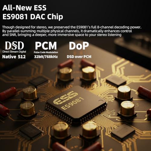 SMSL D100 Desktop DAC Headphone Amp, ES9081 Chip,True Balanced Audio Interface for Home Stereo,MQA,32-Bit/768kHz DSD512,32-600Ω headphones,USB/Optical/Coaxial Inputs,4.4mm & 6.35mm/RCA Outputs (Black)