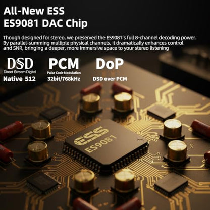 SMSL D100 Desktop DAC Headphone Amp, ES9081 Chip,True Balanced Audio Interface for Home Stereo,MQA,32-Bit/768kHz DSD512,32-600Ω headphones,USB/Optical/Coaxial Inputs,4.4mm & 6.35mm/RCA Outputs (Black)