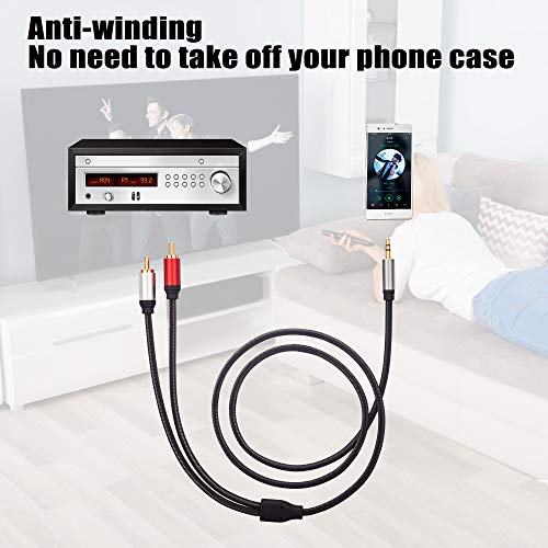RCA Cable 12Ft, 3.5mm Male to 2RCA Male Stereo Audio Adapter Cable Nylon Braided AUX RCA Y Cord for Smartphones, MP3, Tablets, Speakers, HDTV and More(12Ft/4M) - size: 12 ft