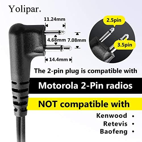 PR400 Earpiece Compatible with Motorola Radio CLS1410 CLS1110 CP200 GP300 GP2000 Walkie Talkie with PTT Mic 2 Pin Headset Single-Wire Surveillance Kit (D-Shaped) - style: D-shaped