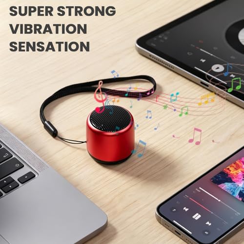 Best Mini Portable Bluetooth Speaker with HD Sound & Bass I Smallest Wireless Bluetooth Speakers for Phone/PC/Tablet I Photo Selfie Button Answer Phone Calls I Cute Tiny Speaker (Red) - color: Red