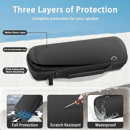 co2CREA Hard Travel Case for JBL Flip 7/6/5/4 Speaker, Black - color: Black Case + Inside Black