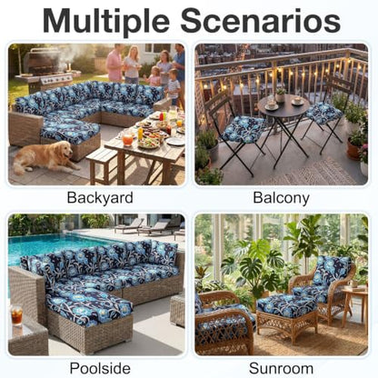 Waterproof Outdoor Cushion Covers, Stretch Patio Slipcovers | UV Resistant Coating, Stretch Fabric, Waterproof Protection, Replacement Covers, Fits Patio Furniture Cushions (8 Pieces) - color: Bluebell, size: 8PCS
