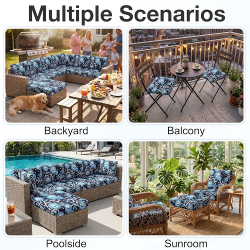 Waterproof Outdoor Cushion Covers, Stretch Patio Slipcovers | UV Resistant Coating, Stretch Fabric, Waterproof Protection, Replacement Covers, Fits Patio Furniture Cushions (14 Pieces) - color: Bluebell, size: 14PCS