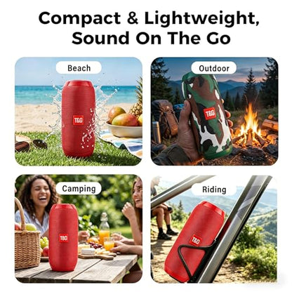 T&G TG Portable Bluetooth Speaker, IPX4 Waterproof Wireless Speaker, Red - color: Red