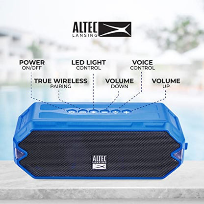 Altec Lansing - HydraJolt Wireless Bluetooth Speaker, Waterproof Portable Speakers with Built in Phone Charger and Lights, Everything Proof Outdoor, Shockproof, Snowproof, 16 Hours Playtime - color: Royal Blue, style: HydraJolt