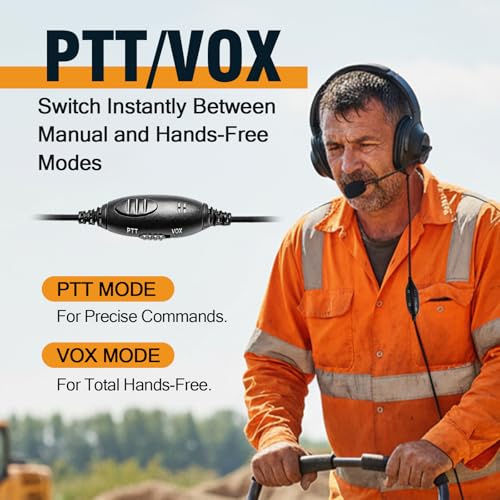 Renastar Walkie Talkie Earmuff Overhead Earpiece with VOX for Kenwood K1 Baofeng UV-5R UV-82 UV-82HP BF-888S BF-F8HP AR-152 AR-5 Arcshell Retevis RT17 RT18 RT19 RT21 RT22 RT27 RT68 RB26