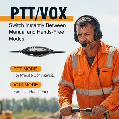 Renastar Walkie Talkie Earmuff Overhead Earpiece with VOX for Kenwood K1 Baofeng UV-5R UV-82 UV-82HP BF-888S BF-F8HP AR-152 AR-5 Arcshell Retevis RT17 RT18 RT19 RT21 RT22 RT27 RT68 RB26