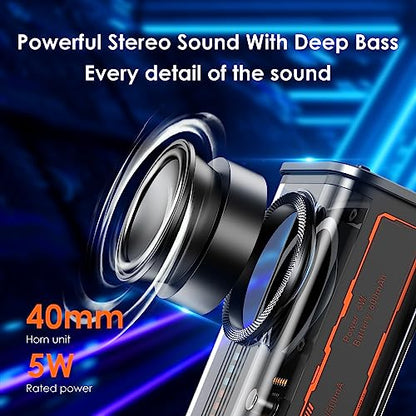 Portable Bluetooth Speaker with Lights, Transparent Wireless Mini Bluetooth Speaker with TWS, Perfect Small Speaker HD Sound and Bass for Office, Home, Shower, Room, Bike, Car (Black) - color: Black