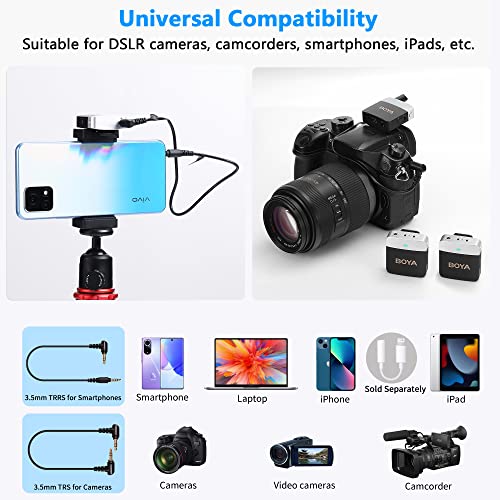 BOYA Wireless Lavalier Microphone BY-M1V2 Dual Channel Wireless Microphones for Cameras DSLR Smartphone Cordless Clip on Lapel Mic for Video Recording YouTube Vlogging Live Streaming Interview - size: BY-M1V2