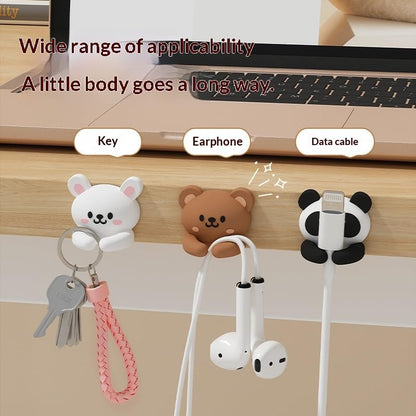 3Pcs, Cute Silicone Cable Clips, No-Nail Adhesive Wire Organizers for Desk, Multi-Purpose Fixer for Charger, Mouse and Headphone Cables, Suitable for Home, Office and Bedroom to Reduce Cable Clutter