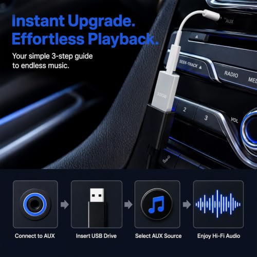 HANYAUKU USB to AUX Adapter, 3.5mm Male Plug Jack to Female AUX Audio Cable, Auxiliary Adapter Converter Cable for Connection of Car Jack Audio & External U Disk