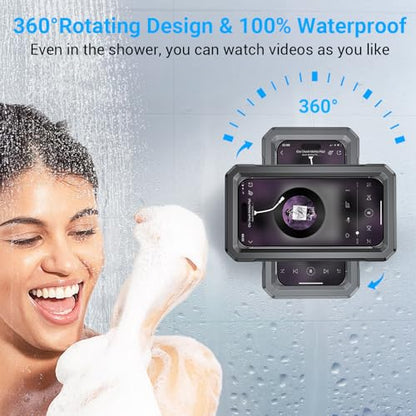 Coolpow Shower Phone Holder Waterproof【480°Rotatable】Retractable Adjustable Shower Phone Case Shower Stall Accessories for Bathroom Wall Phone Mount Stand Water Proof Anti Fog Case for 4-7"Cellphones - color: Black