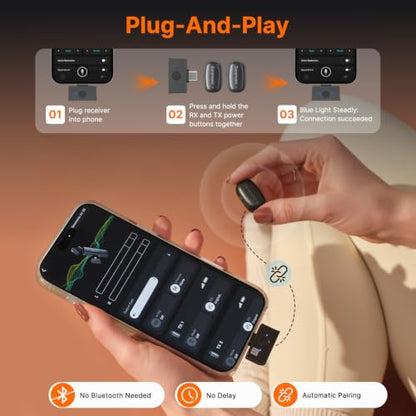 Saramonic Air SE Wireless Mini Microphone for iPhone 17/16/15 & Android, 48kHz/24-bit, AI Noise Cancellation, Clip on Content Creator Microphones for Interview YouTube TikTok Vlogging (2TX + USB-C RX)