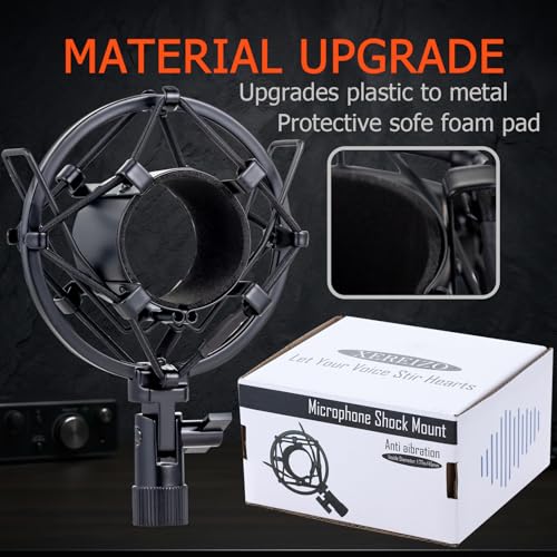 Microphone Shock Mount, Metal Mic Holder Clip for 1.65-1.85"(42-47mm) Diameter Condenser Mics Reduce Vibration Noise and Improve Recording Quality for Bluebird Baby Bottle CAD U37 GXL2200