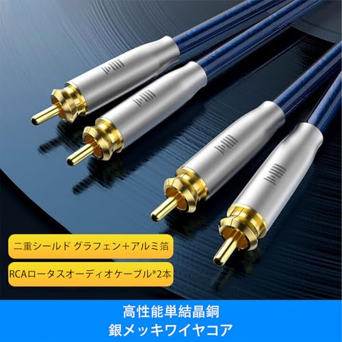 Dual RCA Audio Cable Silver-Plated Single-Crystal Copper (OCC Process) 2RCA M/M Stereo HiFi Sound Signal Noise Reduction Shielded Premium RCA Sapphire Blue PVC for AMP/DACs/Home Theater - size: 9.8FT/3.0M