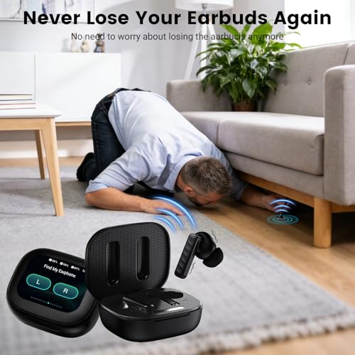 Touch Screen Earbuds, Wireless Bluetooth in-Ear Headphones with ANC Noise Cancelling, 60H Playtime, IPX5 Waterproof for Sports Gym Work Travel - color: Black