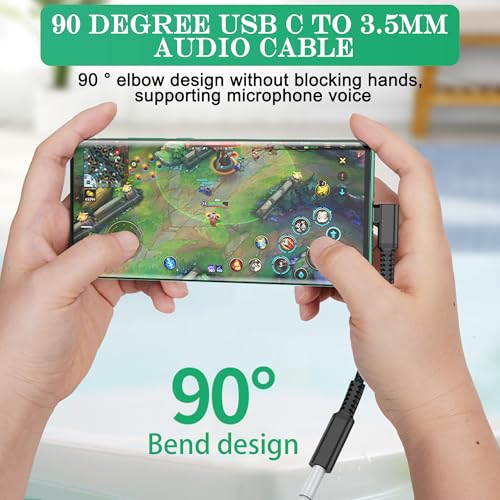 90 Degree USB C to 3.5mm Headphone Cable,90 Degree Type C Male to 3.5mm Female Aux Audio Dongle Converter,for Devices with Type-C Interface (C) - style: C
