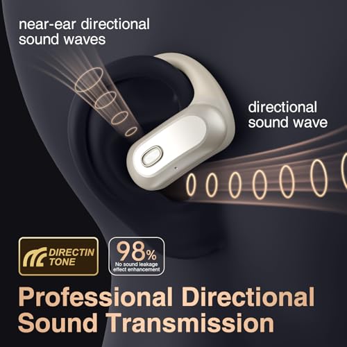 Open Ear Headphones,Silicone Ear Hanger,360-Degree Panoramic Sound,Air Conduction, LED Display,IPX7 Waterproof, Wireless Earbuds for Meeting, Driving,Traveling (Black)
