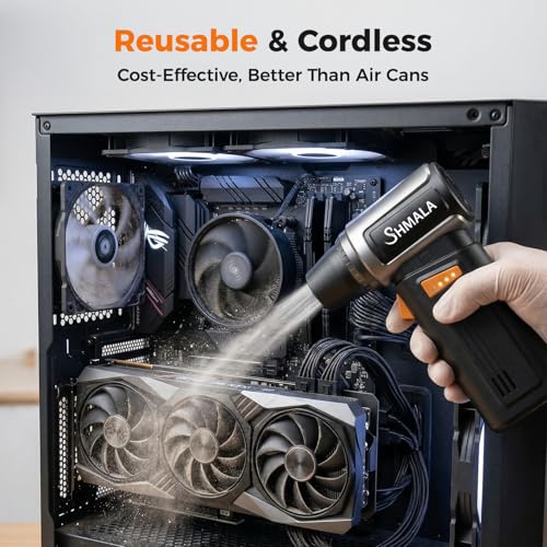 150000RPM 2 in 1 Air Duster & Vacuum, Cordless Electric Compressed Air Duster with 4 Speed & One-Click MAX, Rechargeable Air Blower for PC Car Keyboard Cleaning