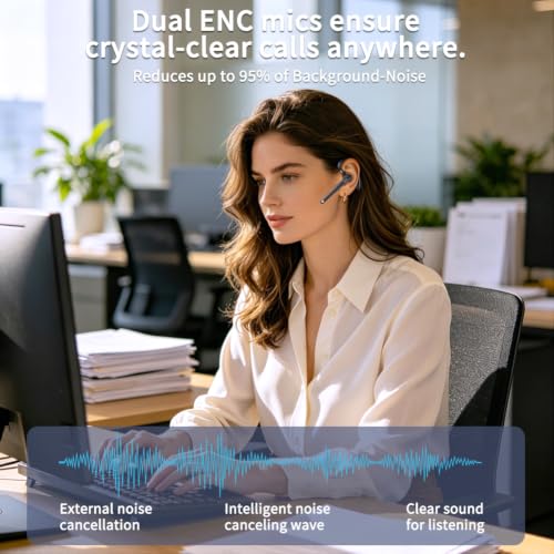Hsility Bluetooth Headset with USB Type C 270 Degrees Rotatable Microphone for Truck Driver Bussiness and Travel