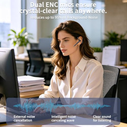 Hsility Bluetooth Headset with USB Type C 270 Degrees Rotatable Microphone for Truck Driver Bussiness and Travel