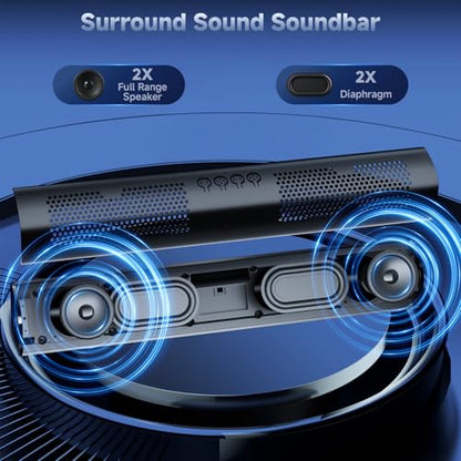 SOULION Bluetooth Computer Speakers with Dynamic LED Light, USB Plug & Play PC Speakers with Switch Button, Clearly Sound Soundbar for Desktop Laptop Monitor MG(USB-C to USB Adapter Included) | Dynamic LED Light, USB Plug & Play, Switch Button, Clearly So