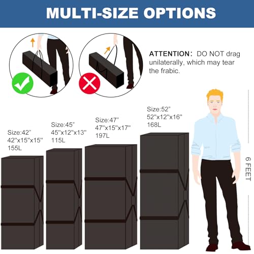 COOLBEBE 52" Sports Duffle Bag - 160L Extra Large Travel Duffel Luggage Bag | Upgrade 2-way Lockable Zippers, Sturdy & Water Resistant Long Duffle Bag for Camping Moving (Black 52inch) - size: 52" x 12" x 16"