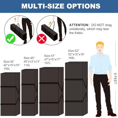 COOLBEBE 52" Sports Duffle Bag - 160L Extra Large Travel Duffel Luggage Bag | Upgrade 2-way Lockable Zippers, Sturdy & Water Resistant Long Duffle Bag for Camping Moving (Black 52inch) - size: 52" x 12" x 16"