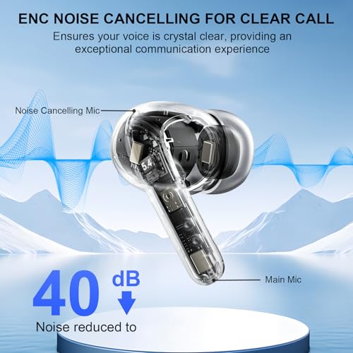 Wireless Earbuds, 2026 Bluetooth 5.4 Headphones Bass Stereo, Ear Buds with 4 Mics ENC Noise Cancelling, Bluetooth Earbuds 48H Playtime LED Display Charging Case, IP7 Waterproof in Ear Earphones, Black - color: Light Black