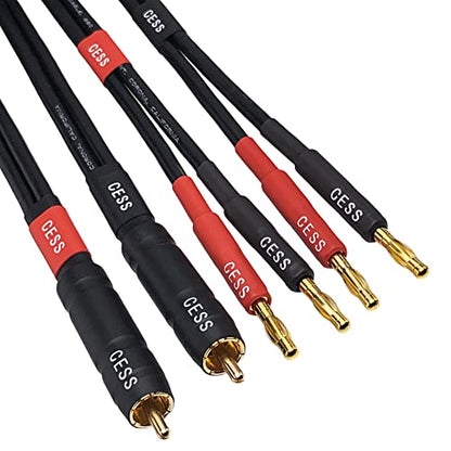 CNCESS RCA to Banana Plug Silicone Wire Speaker Cable (12AWG, 3 Feet) - size: 12AWG 3 Feet