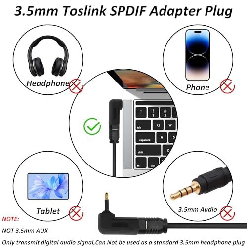3.5mm Mini Toslink Adapter Digital Fiber Optical Audio Connector | Digital Fiber Optical Female to 90 Degree 3.5mm Jack Right Angle Male,for TV Sound Bar Home Theater,4pcs