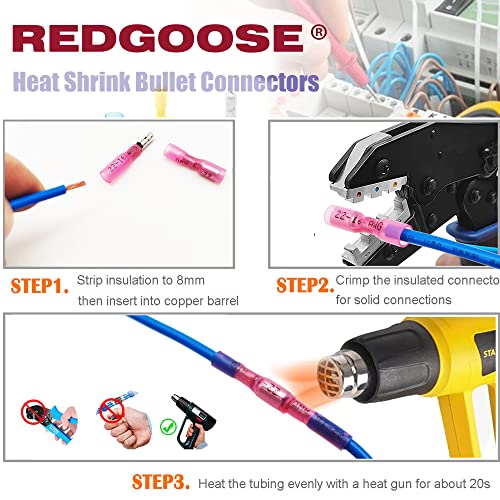 100PCS Heat Shrink Bullet Connectors 22-10 Gauge Insulated Waterproof Electrical Marine Automotive Female and Male Butt Crimp Terminals Assortment Kit - style: Bullet F&M