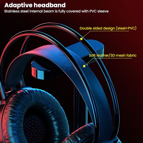 LICAEVEY Wired USB Gaming Headset for PC Switch Mobile Devices, 3.5mm RGB Headphones with 50mm Driver Unit 7.1 Surround Sound Noise Cancelling Microphone (Black) - color: Black