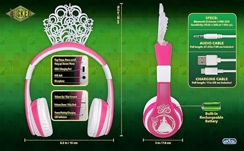 Wicked Glinda Bluetooth Headphones for Kids, Wireless Headphones for School, Home or Travel - color: Wicked Glinda