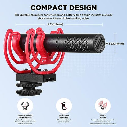 Saramonic VMic7S On-Camera Shotgun Microphone, Condenser Video Mic for Camera DSLR Phone Vlog Podcast Interview ENG/EFP Outdoor Recording
