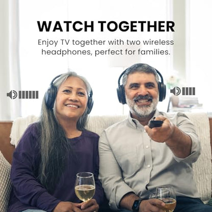 Avantree Duet - Dual Wireless Headphones for TV Watching | Clear Voice & Loud Volume for Seniors and Hard of Hearing, Easy Plug & Play Setup, with 2.4GHz RF Transmitter & Charging Dock