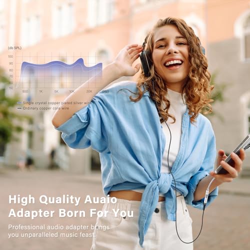 USB C to 3.5mm Audio Adapter DAC with Dual Chip CX31993 MAX97220 & HiFi Headphone Amplifier Dongle,8-Strand 4N Single-Crystal Copper Cable,Compatible with iPhone/Samsung/PC Mac (Silver) - color: Silver