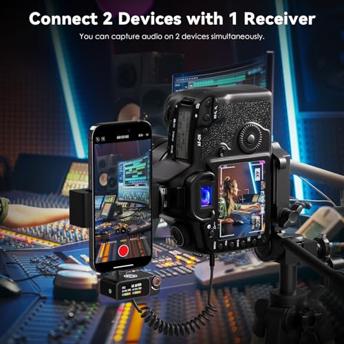 Wireless Microphone for iPhone/Android/Camera, AI Noise Cancelling with 56H Battery, 656ft Range & Internal Recording, Magnetic Clip-On for Streaming/Vlog/Interview